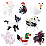 8Pcs 8 Styles Animal Theme Home Decorations, Handmade Lampwork Display Decorations, Mixed Shapes, Mixed Color, 17~19x12~13x19~25mm, 1pc/style(LAMP-HS0001-32)