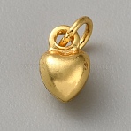 925 Sterling Silver Heart Charms, with Jump Rings, Golden, 6x4x3mm, Hole: 3mm(STER-WH0007-24A-G)