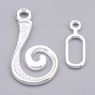 Alloy Hook and Eye Clasps, Cadmium Free & Lead Free, Silver Color Plated, Size: 13.5x25.5x1.5mm 6x16.5x1mm, hole: 2mm, Bar: 6mm wide, 16.5mm long, 1mm thick, hole: 2mm.(X-PALLOY-DK-2008-S)