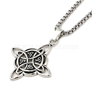 201 Stainless Steel Pendant Necklaces, Witches Knot Wiccan Symbol, Antique Silver, 23.31 inch(59.2cm)(NJEW-G118-02AS)