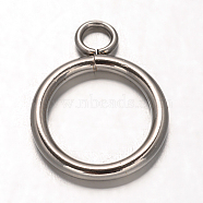 Ring 304 Stainless Steel Pendants, Stainless Steel Color, 18.5x14x2mm, Hole: 3mm and 10mm(STAS-F075-P17B)