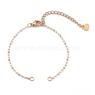 Glass Seed Beaded Link Bracelet Making, with Stainless Steel Chain and Lobster Claw Clasps, Blanched Almond, 6-1/4 inch(16cm)(AJEW-JB00921-01)