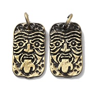 Tibetan Style Brass Pendants, Cadmium Free & Lead Free, Rectangle with Human Face, Antique Bronze, 20x11x1.5mm, Hole: 4mm(KK-M284-39AB)
