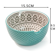 Round Handmade Porcelain Yarn Bowl Holder, Knitting Wool Storage Basket with Holes to Prevent Slipping, Turquoise, 15.5x9.5cm(PW-WG91277-01)