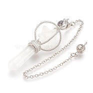 Natural Quartz Crystal Dowsing Pendulums, with Platinum Tone Brass Findings, Merkaba Star, 257mm, Hole: 2mm(KK-F756-06E)