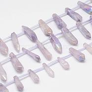 Natural Crystal Pointed Bead Strands, Dyed, Bullet, Lilac, 15~22x5~11x5~11mm, Hole: 2mm(G-G940-02)
