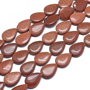 Synthetic Goldstone Beads Strands, Teardrop, 18x13x4mm, Hole: 1mm, about 22pcs/strand, 15.3 inch(39cm)(G-G793-01B-01)