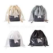 Givenny-EU 8Pcs 4 Colors Blank Non-Woven DIY Craft Drawstring Storage Bags, with Plastic Clear Window, for Gift & Shopping Bags, Mixed Color, 35x35x0.06~0.45cm, 2pcs/color(ABAG-GN0001-10B)