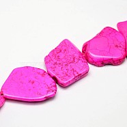 Dyed Natural Magnesite Bead Strands, Nuggets, Fuchsia, 18~24x28~36x5~6mm, Hole: 0.8mm(G-M156-14)