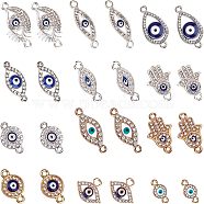 Alloy Links, with Crystal Rhinestone and Enamel, Mixed Shapes, Mixed Color, 13.5~27x7.5~14.5mm, Hole: 1.4~2mm,  2pcs/shape, 24pcs/box, Container: 25.5x8x3.5mm(ENAM-NB0001-23)