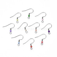 304 Stainless Steel Earring Hooks, Ear Wire, with Acrylic Beads and Horizontal Loop, Mixed Color, 19.5x18.5mm, Hole: 2mm, 22 Gauge, Pin: 0.6mm(STAS-S057-63)