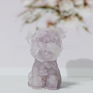 Natural Kunzite Chip & Resin Craft Display Decorations, Schnauzer Dog Figurine, for Home Feng Shui Ornament, 42x26x28mm(DJEW-PW0021-33J)