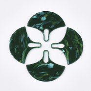 Cellulose Acetate(Resin) Pendants, Ginkgo Leaf, Dark Green, 43x51.5x2mm, Hole: 16x4.5mm(X-KY-S158-53D)