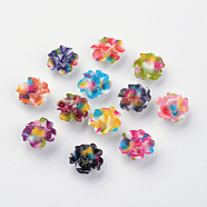 Spray Painted Resin Cabochons, Flower, Mixed Color, 14x13.5x6mm(X-CRES-Q190-02)