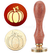 Wax Seal Stamp Set, Sealing Wax Stamp Solid Brass Head,  Wood Handle Retro Brass Stamp Kit Removable, for Envelopes Invitations, Gift Card, Pumpkin Pattern, 83x22mm(AJEW-WH0208-811)