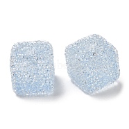 Resin Beads, with Rhinestone, Drusy Cube, Light Sky Blue, 16x16x16mm, Hole: 3.6mm(RESI-C038-02J)