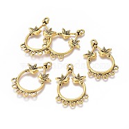 Tibetan Style Alloy Chandelier Components Links, Teardrop with Bird, Antique Golden, 36x23x2mm, Hole: 2mm and 1.6mm(PALLOY-K209-02A-AG)