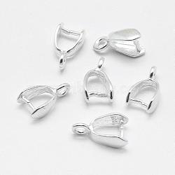 925 Sterling Silver Pendant Bails, Ice Pick & Pinch Bails, Silver, 4x4mm Inner Diameter, 9x5x3mm, Hole: 1.5mm, Pin: 0.8mm.(STER-E050-01S)
