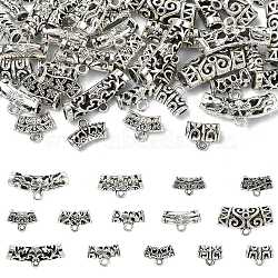 70Ppcs 14 Styles Tibetan Style Alloy Tube Bails, Loop Bails, Column, Antique Silver, 8~13x11~26x5~7mm, Hole: 1.4~2.5mm, Inner Diameter: 2.5~5.5mm, 5pcs/style(FIND-CJ0002-99)