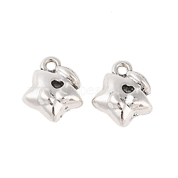 Rack Plating Alloy Enamel Charms, Star Charm, Platinum, Black, 12x10x5.5mm, Hole: 1.5mm(FIND-B037-05P-02)