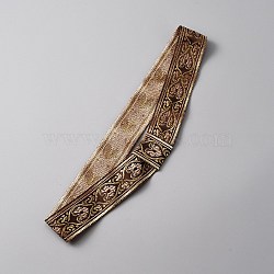 Floral Pattern Polyester Woven Belt Ornament Accessories, for Costume, Cowboy Hat, Bend Brim Fedora Hat Decoration, Saddle Brown, 580x34x0.5mm(FIND-WH0128-02)