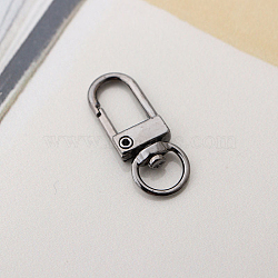 Alloy Swivel Clasps, Lanyard Push Gate Snap Clasps, Gunmetal, 3.3x1.3x0.5cm, Hole: 10x7mm(X-PURS-PW0001-425B)