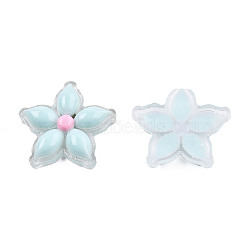 Transparent Resin Enamel Cabochons, Flower, Sky Blue, 23x23.5x5.5mm(CRES-N018-053E)