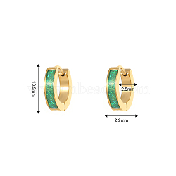 Stylish Stainless Steel Hoop Earrings for Daily Wear, Green, Golden, 13.9x2.9x2.5mm(AC1894-2)