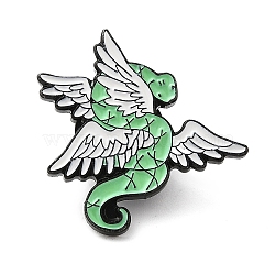 Snake Enamel Pins, Black Tone Alloy Brooches for Backpack Clothes, Wing, 25x27x2mm(JEWB-K016-03D-EB)