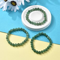 Natural Green Aventurine Beaded Stretch Bracelets, Round, 2-1/8 inch(55mm), Bead: 8~9mm(BJEW-Q692-50-8mm)