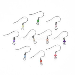 304 Stainless Steel Earring Hooks, Ear Wire, with Acrylic Beads and Horizontal Loop, Mixed Color, 19.5x18.5mm, Hole: 2mm, 22 Gauge, Pin: 0.6mm(STAS-S057-63)