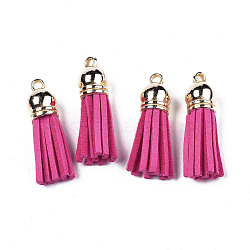 Faux Suede Tassel Pendant Decorations, with CCB Plastic Cord Ends, Light Gold, 33~35x10mm, Hole: 2.5mm(X-FIND-R095-022LG)