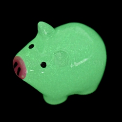 Luminous Resin Pig Ornament, Glow in the Dark Minifigure Cartoon Pig Display Decoration, WhiteSmoke, 16.5x20.5x12.5mm(CRES-M020-11B)