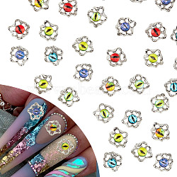 GOMAKERER 30Pcs 6 Colors Evil Eye Alloy Glass Cabochons, Platinum, Nail Art Decoration Accessories for Women, Mixed Color, 13x14x4mm, 5pcs/color(MRMJ-GO0001-03)