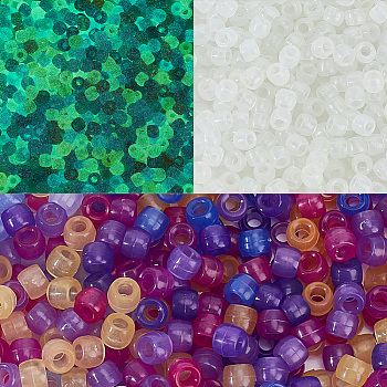 800Pcs Transparent Plastic Beads, UV Reactive Beads, Barrel, Clear, 8x6mm, Hole: 3.5mm