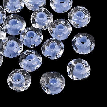 Handmade Lampwork Beads, Rondelle, Cornflower Blue, 12.5x7.5mm, Hole: 3.5mm