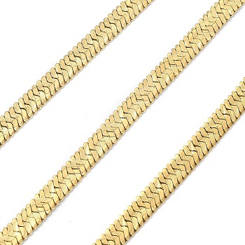 Ion Plating(IP) 304 Stainless Steel Herringbone Chains, Soldered, with Spool, Golden, 6x1mm
