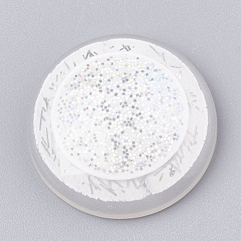 Resin Cabochons, with Glitter Powder, Half Round, WhiteSmoke, 18x5mm