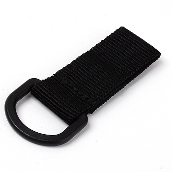 (Clearance Sale)Tactical Molle D Type Nylon Key Holder, for Molle Bags Webbing Attachment Strap, Black, 83x25x6mm, Hole: 18x26mm, Clasp: 28x35.5x4mm