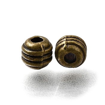Tibetan Style Alloy Beads, Fluted Barrel, Antique Bronze, 5x4.5mm, Hole: 1.8mm, about 2857pcs/1000g