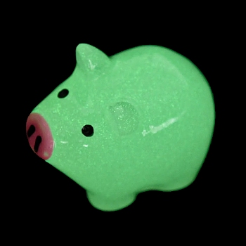 Luminous Resin Pig Ornament, Glow in the Dark Minifigure Cartoon Pig Display Decoration, WhiteSmoke, 16.5x20.5x12.5mm