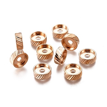 Alloy Spacer Beads, Textured, Lead Free & Cadmium Free, Flat Round, Light Gold, 10x4mm, Hole: 2.5mm, Inner diameter: 8mm