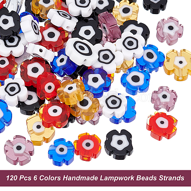 Nbeads 120Pcs 6 Color Handmade Lampwork Beads Strands(LAMP-NB0001-55)-5