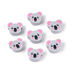 Handmade Polymer Clay Beads, Koala, Light Grey, 8~9x10~12x4.5~5mm, Hole: 1.8~2mm(CLAY-T023-08)