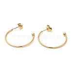 304 Stainless Steel Stud Earring, Half Hoop Ear Stud, Real 18K Gold Plated, 26x3x26mm(X-EJEW-H134-02B-G)