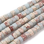Synthetic Aqua Terra Jasper Beads Strands, Impression Jasper, Flat Round/Disc, 4x2mm, Hole: 0.7mm, about 154pcs/strand, 15.43 inch(39.2cm)(G-F631-A31)