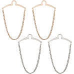 4Pcs 2 Colors Brass Hanging Chains Collar Pins Tie Clips, Iron Cardigan Clips for Men Women, Platinum & Golden, 82mm, 2pcs/color(AJEW-SC0004-03)