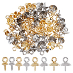96Pcs 8 Colors 201 Stainless Steel Peg Bails Pendants, for Half-driled Beads, Golden & Stainless Steel Color, 10x4~8mm, Hole: 2mm, Pin:1.2mm, 12pcs/color(STAS-ME0002-95)