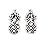 Tibetan Style Alloy Pendants, Pineapple Charms, Antique Silver, 17.5x9x1mm, Hole: 1.2mm(PALLOY-A024-06AS)