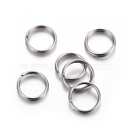 Tarnish Resistant 304 Stainless Steel Split Rings, Double Loops Jump Rings, Stainless Steel Color, 5x5x1mm, Inner Diameter: 3.7mm, Single Wire: 0.6mm(STAS-P223-22P-12)
